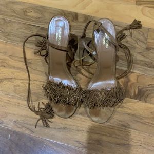 AQUAZZURA Wild Thing 105 fringed suede sandals